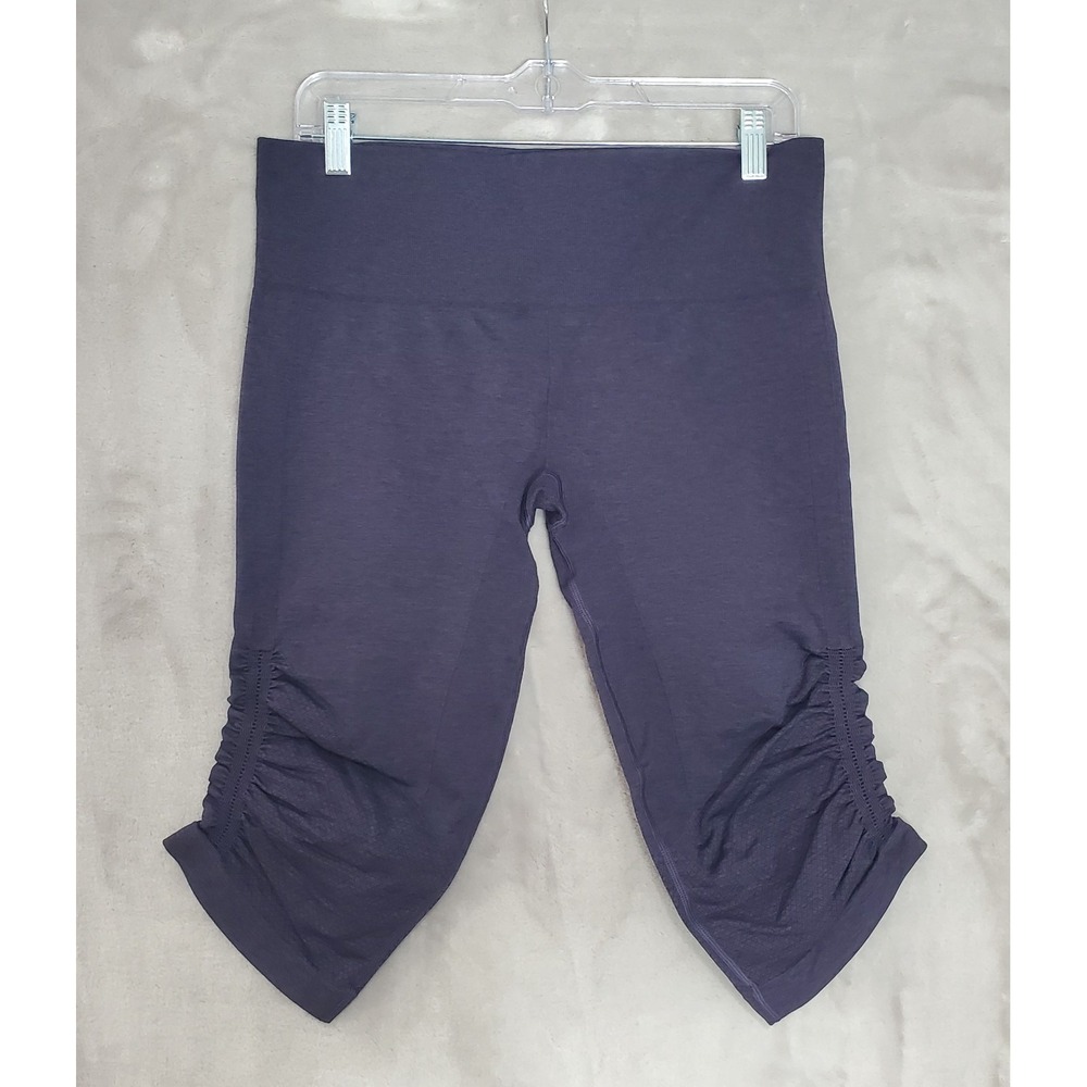 Lululemon In The Flow Crop II Leggings Size 12 Seamless Capri Ruched Yoga Purple